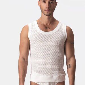 BARCODE Berlin by Eric Romaguera Mesh Tank Top Ivory Size Medium